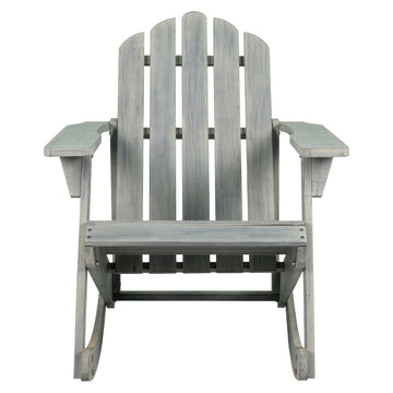 Kiawah Outdoor Patio Classic Acacia Wood Adirondack Rocking Chair - JONATHAN Y